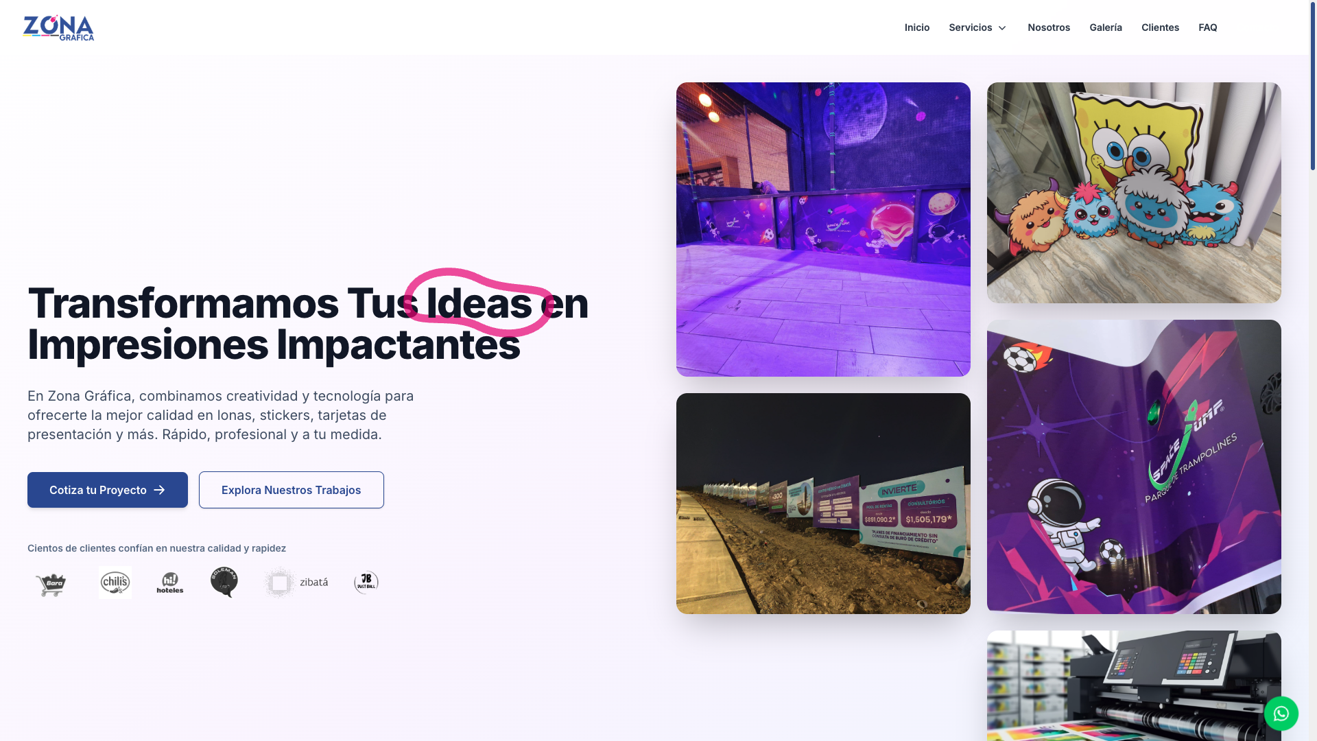 Zona Gráfica: Landing Page para Imprenta